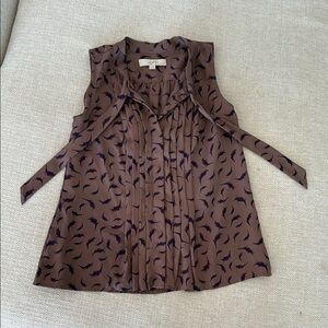 LOFT Brown Top with Purple Design